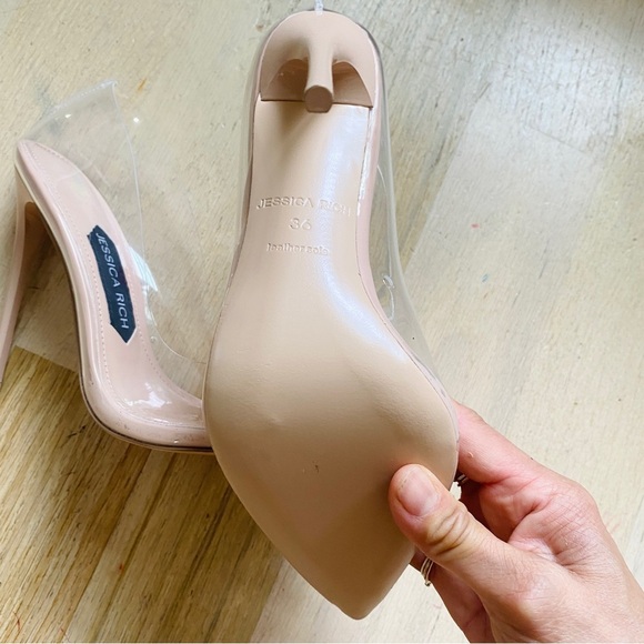 NEW Jessica Rich NUDE leather and polyurethane stiletto pumps - Picture 3 of 11